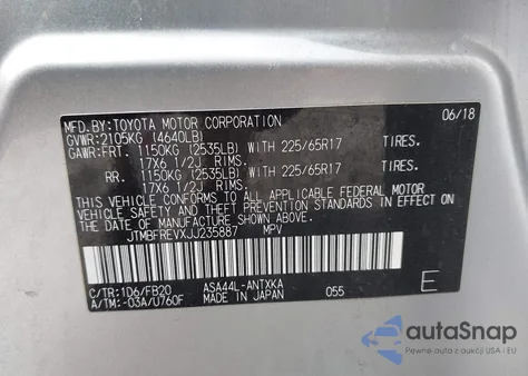 2018 Toyota Rav4 Le from USA, damaged, VIN JTMBFREVXJJ235887